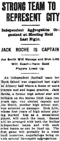 Rock Island Independents form September 4th, 1912