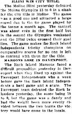 Rock Island Argus - November 4th, 1912 - Tri City Standing Update