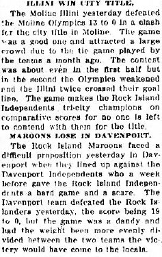 Rock Island Argus - November 4th, 1912 - Tri City Standing Update