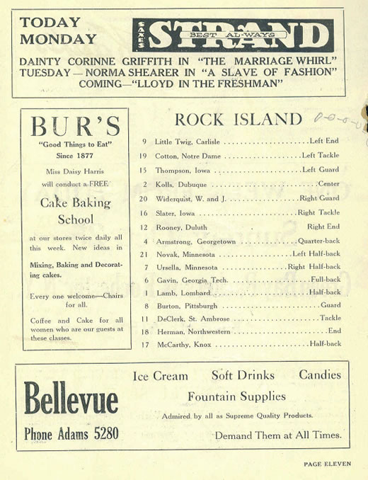 October 18, 1925 vs Green Bay Packers