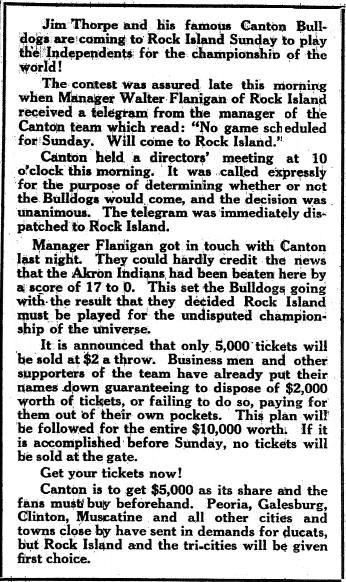 Canton is coming to Rock Island to play for Title